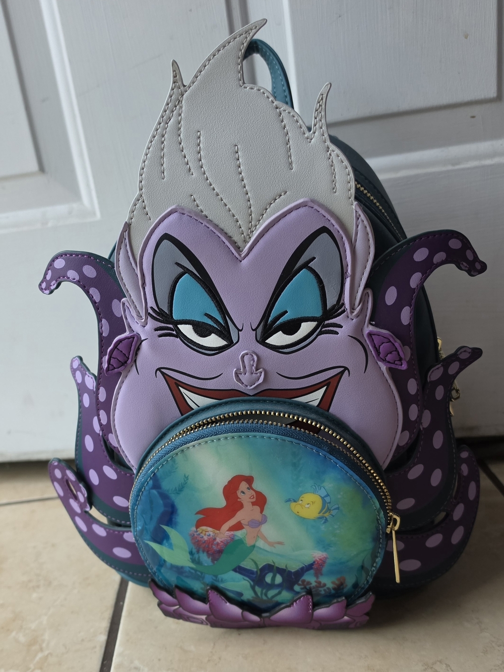 The Little Mermaid Ursula Character Backpack with Ariel Front Pocket - Picture 10 of 10